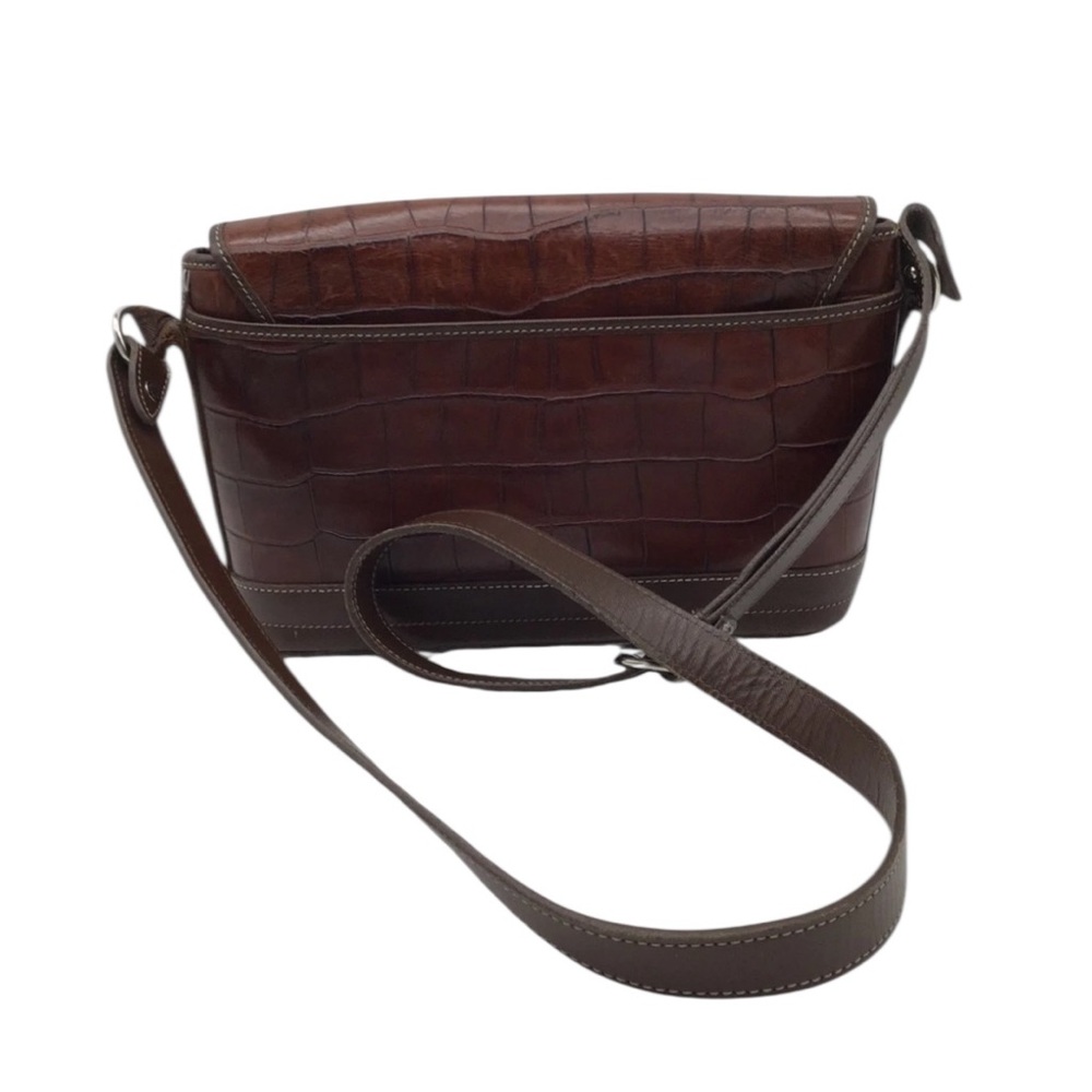 Dooney Brown Croc Embossed Shoulder Bag - Picture 2 of 10